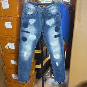 Copper Rivet Blue Distressed Men's Jeans Size 30 x 30